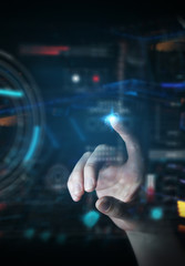 Aufkleber - Businessman using digital technological interface with datas 3D rendering