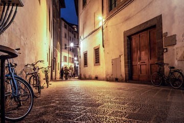 Wall Mural - Narrow street in Florence at night