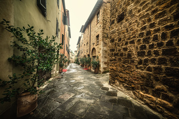 Wall Mural - Narrow alley in a small town in Tuscany