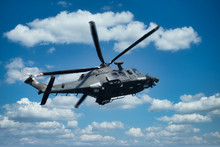 Military Helicopter At Low Altitude