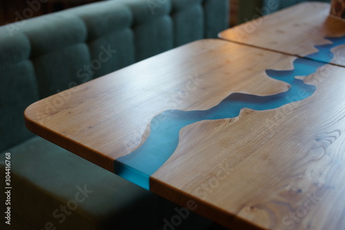 Wood and epoxy table