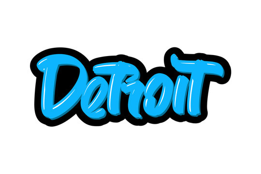 Detroit hand drawn modern brush lettering text. Vector illustration logo for print and advertising.