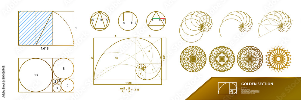 Golden ratio for creative design vector illustration. - obrazy, fototapety, plakaty 