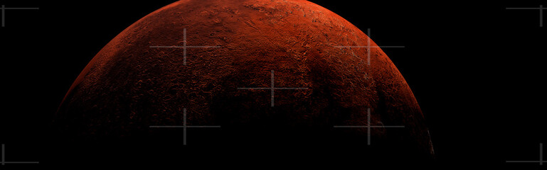 Wall Mural - conceptual look at ht planet mars from space with camera cross hairs over the planet panoramic