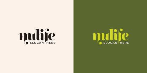 nulife meaning of natural life typography logo design template vector