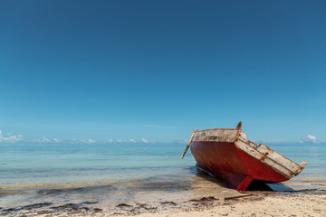 Wall Mural - Old tilted boat