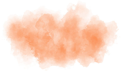 Wall Mural - Watercolor soft orange background. Vector abstract illustration. Texture for graphics. Colorful, pastel paint splash, stain on white isolated background. Copy space. EPS 8.  Light and delicate.