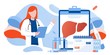 © Юлия Лазебная - Doctors treat the liver. Liver disease, hepatitis A, B, C, D, cirrhosis, world hepatitis day. For web banners, brochure cover and flyer template. Healthcare, doing medical research concept