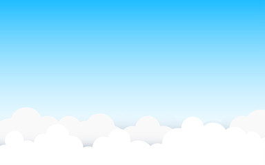 Wall Mural - White clouds on top with blue sky holiday summer vector background