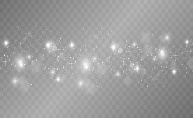 Wall Mural - white sparks and golden stars glitter special light effect. vector sparkles on transparent backgroun