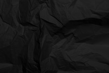 Black Crumpled Paper Texture With Folds, Black Background, Wallpaper