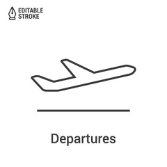 Poster - Departures outline vector icon with editable strokes