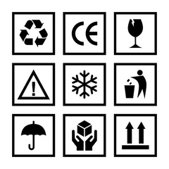 Poster - packaging product caution icon vector symbol