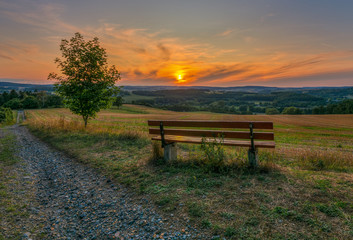 romantic view of the sunset