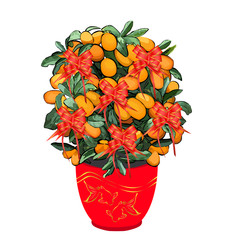 Wall Mural - Mandarin Tree for Chinese New Year