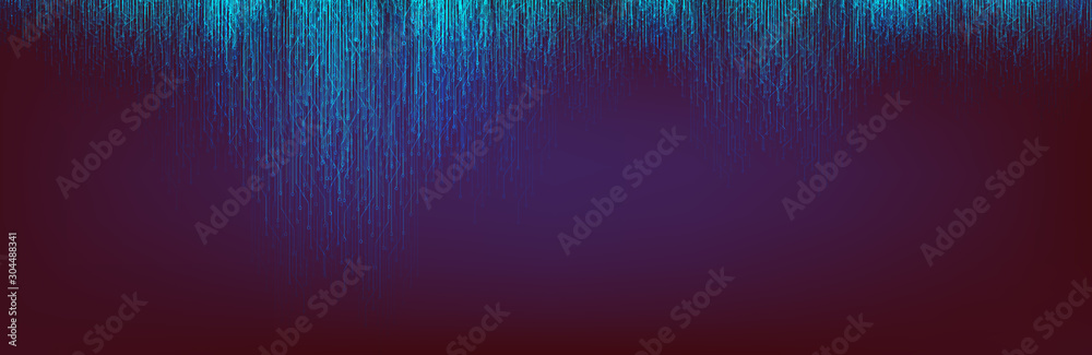 Abstract Blue Light Circuit Microchip Technology on Dark Purple Future Background,Hi-tech Digital Sound wave and Studio Concept design,Vector illustration. - obrazy, fototapety, plakaty 