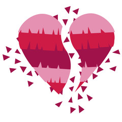 Poster - Broken heart in pinata style illustration