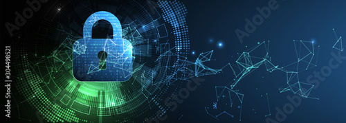 Fotografía Protection background. Technology security, encode and decrypt.