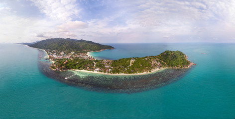 Wall Mural - panoramic view from the air on the coastline of Koh Phangan island. Thailand