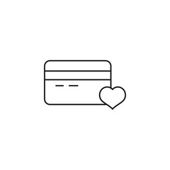 Wall Mural - credit card love - minimal line web icon. simple vector illustration. concept for infographic, websi