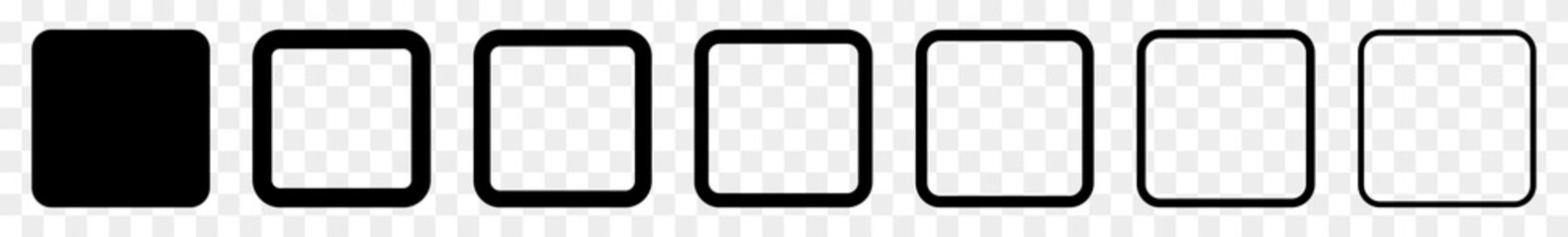 Wall Mural - square icon black | round squares | foursquare symbol | frame logo | button sign | isolated transpar
