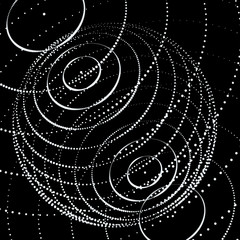 Poster - 3d abstract sphere. Sphere particles on dark background. Science and technology. 3d rendering.
