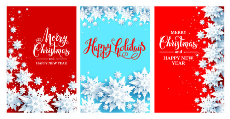 Fotobehang - Holiday Chrismas festive cards set