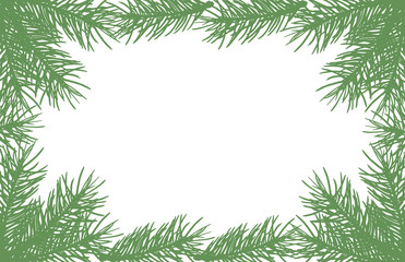 Background of silhouettes of fir tree branches. Vector illustration. Applied clipping mask.