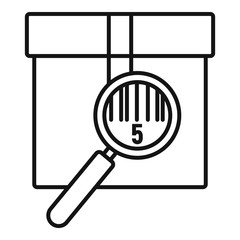 Poster - parcel under magnifier icon. outline parcel under magnifier vector icon for web design isolated on w