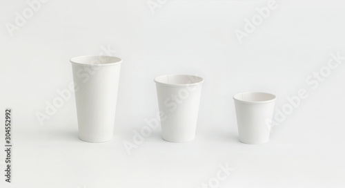 three paper cups in line small medium large