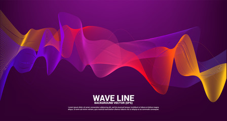 Aufkleber - purple red Sound wave line curve on dark background. Element for theme technology futuristic vector