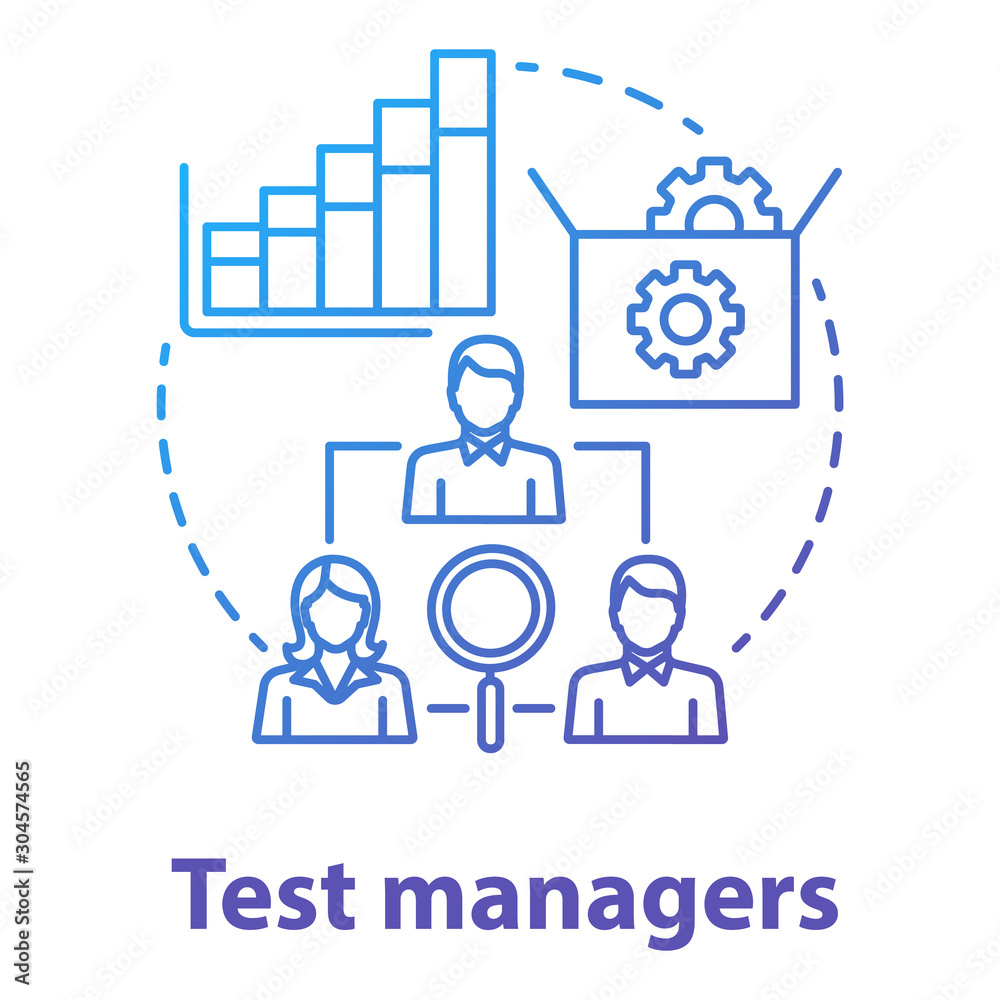 Managers Check Icon Test managers concept icon. Software development idea thin line ...