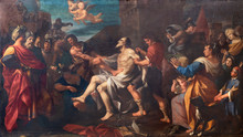 MODENA, ITALY - APRIL 14, 2018: The Painting Of Martyrdom Of St. Bartholomew The Apostle In Church Chiesa Di San Bartolomeo By Girolamo Negri (1694).
