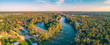 Aerial pano of Murray River near Moama, NSW, Australia