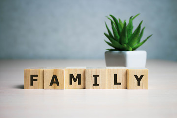 stock photo family word on a wooden blocks