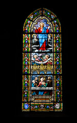 Stained glass window of a church France