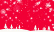 red christmas background with tree and snowflakes