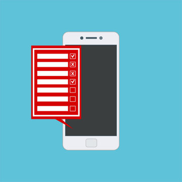customer service survey form on screen mobile easy to use and highly customizable. Modern vector illustration concept, isolated on colored background.