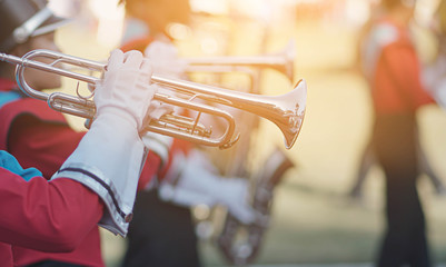 Young student Musician playing the Trumpet with Music practice, Musical concept