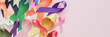 colorful ribbons on pink panoramic banner background, cancer awareness, World cancer day, Autism awareness