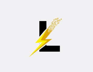 Flash L Letter Logo, Electrical Bolt Technology Logo Icon