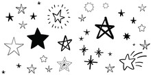 Stars Doodle Set. Hand Drawn Star Sketch Illustrations. Vector Collection.