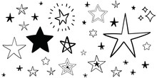 Stars Doodle Set. Hand Drawn Star Sketch Illustrations. Vector Collection.