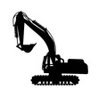 Graphic silhouette backhoe, vector