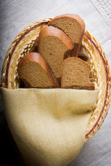 Sliced bread in a basket