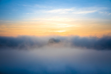 Wall Mural - View the Sea of Mist at Ban Jabo village, Mae Hong Son, Thailand.