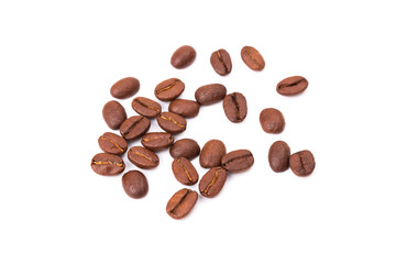 Coffee beans isolated on a white background area for copy space.