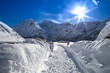 Snowbound path in Switzerland, Davos