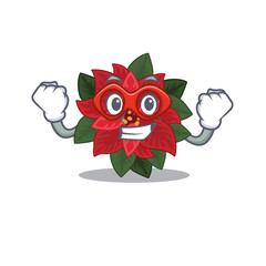 Poster - A cartoon of flower poinsettia wearing costume of Super hero