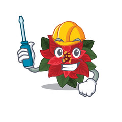 Sticker - Mascot flower poinsettia with in automotive character